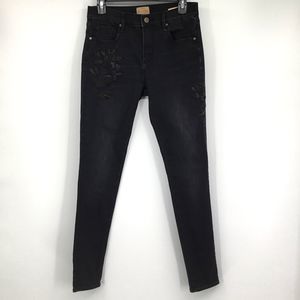 Driftwood womens Jackie black floral embroidered jeans Size 27 skinny